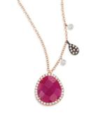 Meira T Ruby, Diamond, 14k White & Rose Gold Pendant Necklace