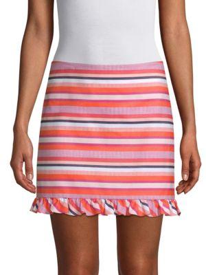 Trina Turk Straight-fit Striped Ruffle Mini Skirt