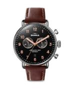 Shinola Canfield Stainless Steel Chronograph Leather-strap Watch