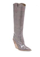 Fendi Plaid Leather Tall Boots