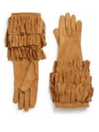 Burberry Maureen Suede Fringed Long Gloves