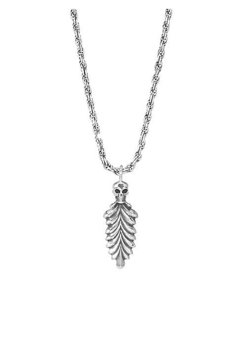 Emanuele Bicocchi Sterling Silver Skull Feather Pendant Necklace