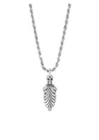 Emanuele Bicocchi Sterling Silver Skull Feather Pendant Necklace