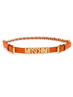 Moschino Logo Chain Faux Leather Belt