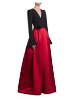 Theia V-neck Crepe Gown