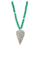 Shana Gulati Diamond, Green Onyx & Opal Pear Pendant Park Necklace