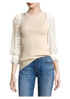 Rebecca Taylor Eyelet Sleeve Pullover Sweater