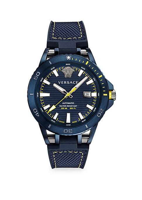 Versace Sport Tech Diver Leather & Rubber Strap Watch
