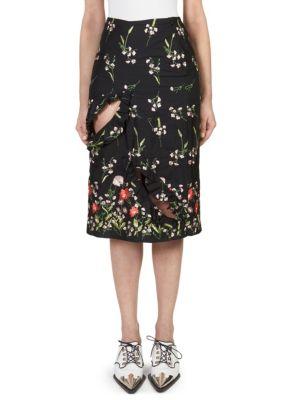 Marques'almeida Floral Embroidered Skirt