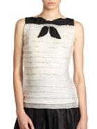 Carolina Herrera Icon Collection Sequined Silk Bow Blouse