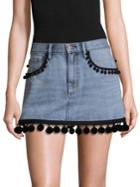 Marc Jacobs Pom-pom Trim Denim Mini Skirt