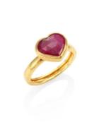 Gurhan Amulet Hue Ruby & 22-24k Yellow Gold Heart Ring