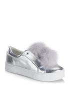 Sam Edelman Leya Metallic Faux Fur Pompom Accented Sneakers