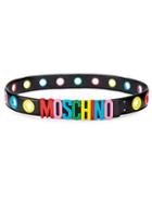 Moschino Leather Logo Grommet Belt