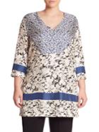 Marina Rinaldi, Plus Size Silk Twill Floral-print Tunic