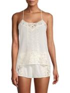In Bloom Cotton Two-piece Lace Camisole And Shorts Set