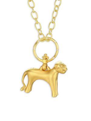 Temple St. Clair Standing Lion Diamond & 18k Yellow Gold Pendant