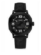 Fendi Selleria Black Stainless Steel, Leather & Alligator Strap Watch