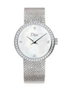 Dior La D De Dior Satine Diamond & Stainless Steel Bracelet Watch