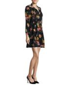 The Kooples Fireworks Flowers Printed Pussy Bow Silk Dress