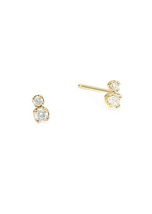 Zoe Chicco 14k Yellow Gold Double Diamond Stud Earrings