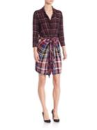 L'agence Kylie Plaid Tie-front Shirtdress