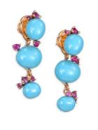 Pomellato Amethyst & Turquoise Ceramic Round Drop Earrings