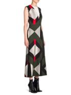 Fendi Double-face Wool & Silk Illusion V-neck Midi Dress