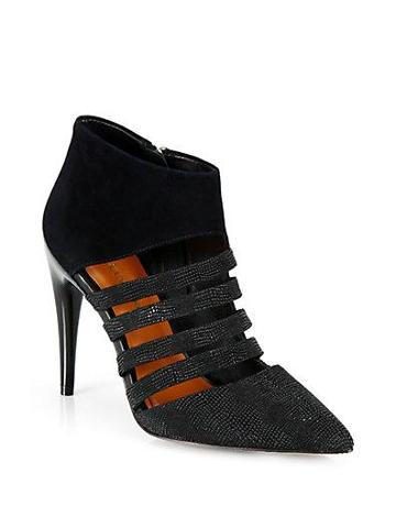 Rebecca Minkoff Lizard-embossed Suede Strappy Ankle Boots