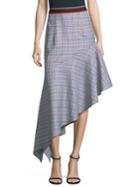Milly Wool Asymmetrical Plaid Skirt