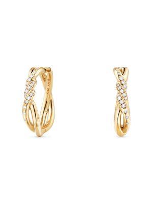 David Yurman Continuance? Hoop Earrings With Diamonds In 18k Gold