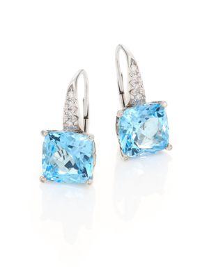 John Hardy Classic Chain Diamond, Blue Topaz & Sterling Silver Drop Earrings