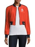 Cinq A Sept Emerson Cropped Silk Bomber Jacket