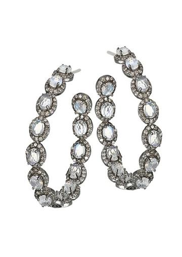 Nina Gilin Moonstone & Diamond Hoop Earrings