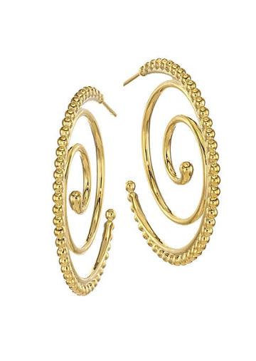 Temple St. Clair Midnight Oasis Arabesque 18k Yellow Gold Hoop Earrings