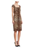 Dolce & Gabbana Cap Sleeve Leopard Print Sheath Dress
