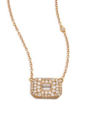 Shay Essentialsbaguette Diamond & 18k White Gold Pendant Necklace