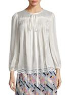 Marc Jacobs Ruched Button-back Peasant Top