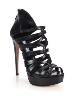 Prada Caged Leather Platform Sandals