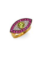 Holly Dyment Diamond, Peridot & Pink Sapphire Evil Eye Ring