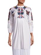 Valentino Embroidered Beaded Cotton Tunic