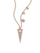 Meira T Rose Quartz, Mother-of-pearl, Diamond & 14k Rose Gold Triangle Pendant Necklace