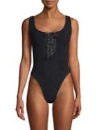 Hunza G Sylvia Lace-up One-piece Swimsuit