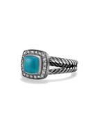 David Yurman Petite Albion Ring With Turquoise And Diamonds