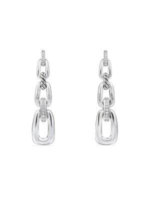 David Yurman Diamonds & Sterling Silver Convertible Chain Drop Earrings