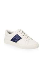 Tory Burch Carter Glitter Lace-up Leather Sneakers