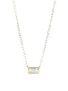 Ila Leone 14k Gold & White Sapphire Baguette Necklace