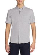 Lacoste Heathered Short-sleeve Casual Button-down Shirt