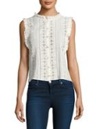 Rebecca Taylor Pleated Voile & Lace Top