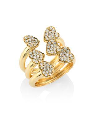 Hueb Hearts Diamond & 18k Yellow Gold Open Ring